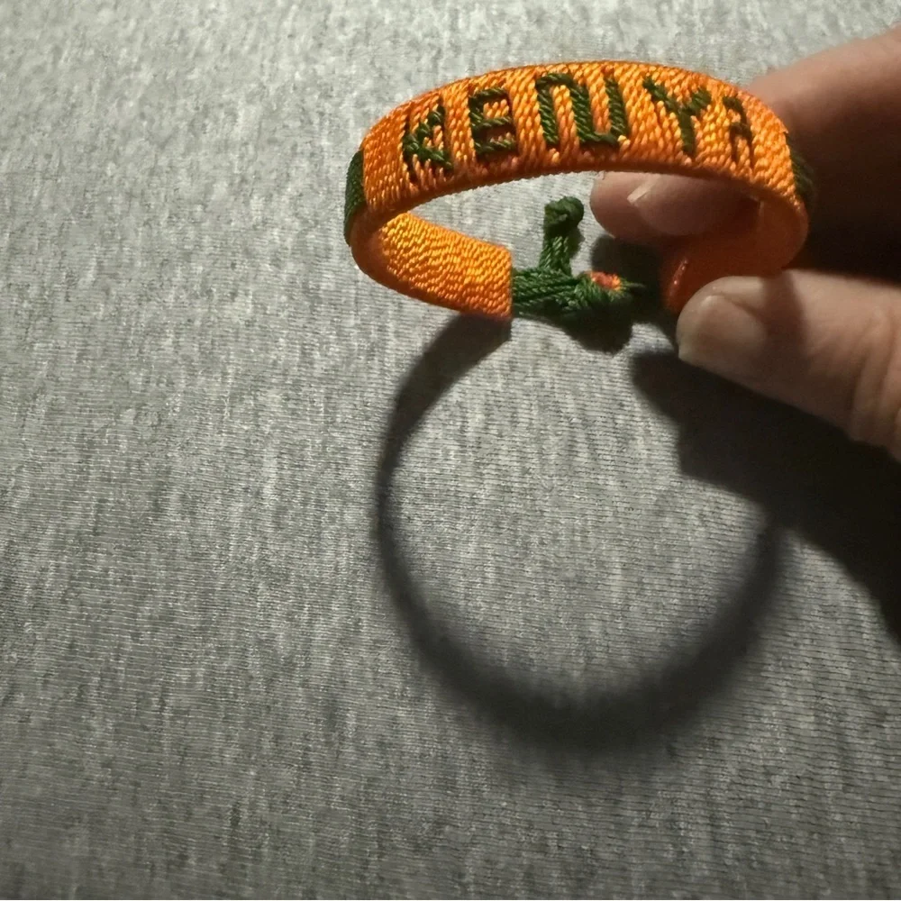 Kenya Woven Orange and Green Adjustable Bracelet